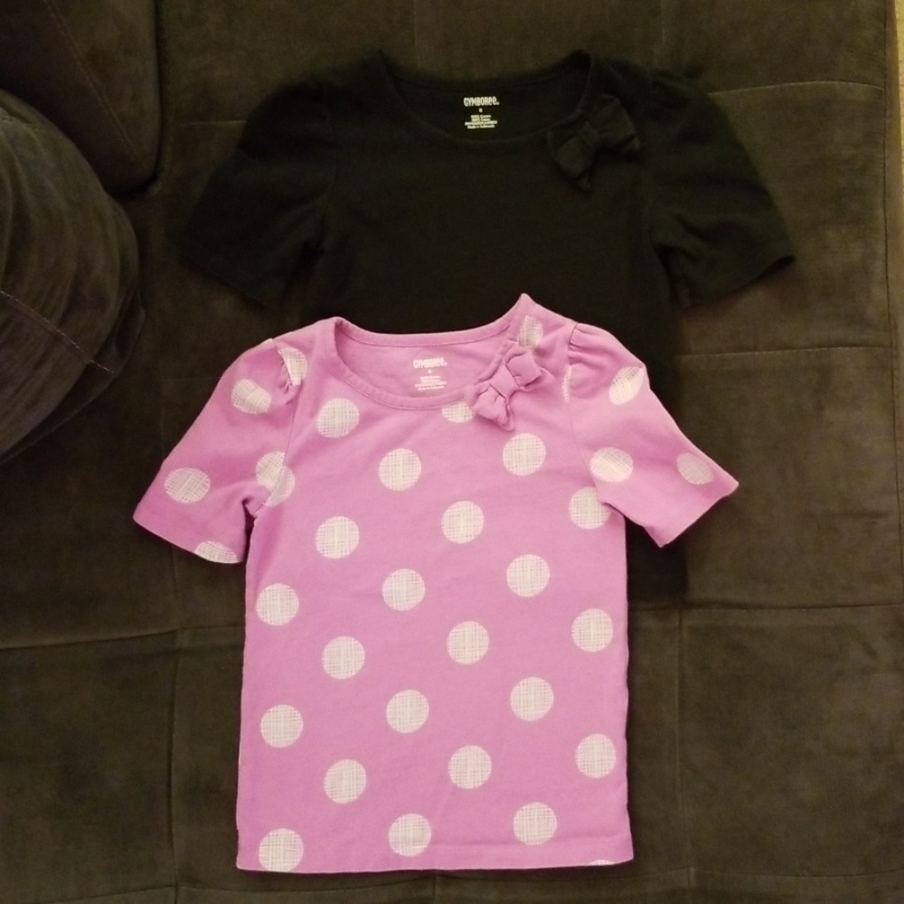 ⛔️SOLD⛔️Gymboree bow tops blk& lt mauve dots